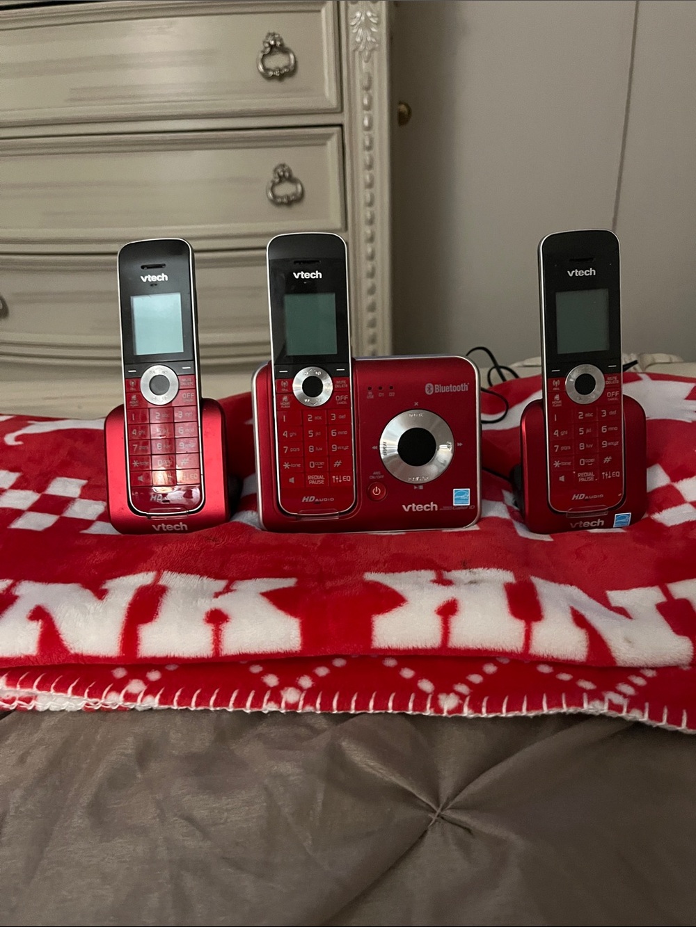 VTech Red Cordless Phone System with 3 Handsets